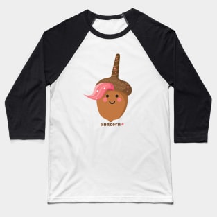 Cute Pink Haired Unacorn (Unicorn/Acorn) Baseball T-Shirt